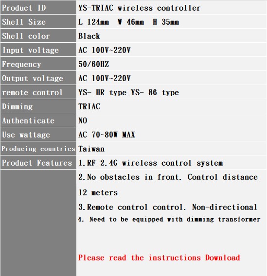 YS-TRIAC Wireless Controller - YS Electronics Co., Ltd -台灣高品質製造商-LED變壓器 ...